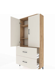 Arges Dolap 3 Raflı 2 Çekmeceli 2 Kapaklı 88x30x182 Çam-Aytaşı