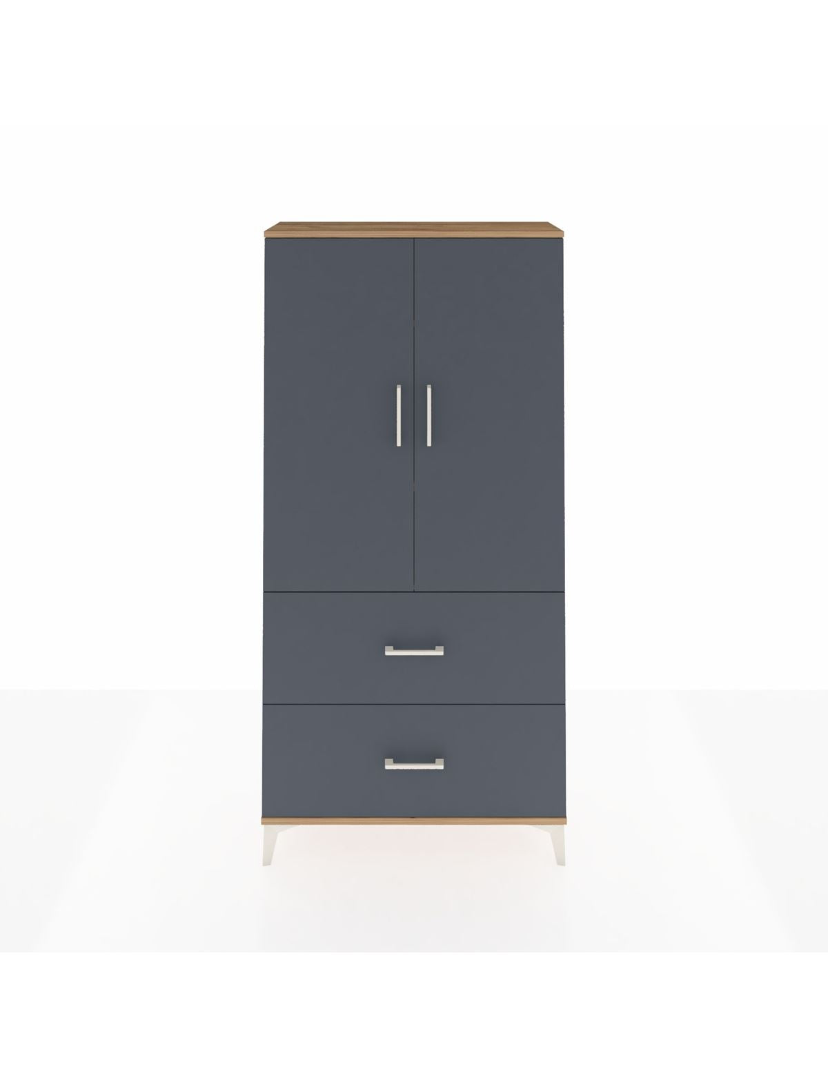 Arges Dolap 3 Raflı 2 Çekmeceli 2 Kapaklı 88x30x182 Çam-Antrasit