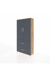 Arges Dolap 3 Raflı 2 Çekmeceli 2 Kapaklı 88x30x182 Çam-Antrasit
