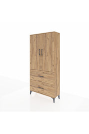Arges Dolap 3 Raflı 2 Çekmeceli 2 Kapaklı 88x30x182 Çam-Çam