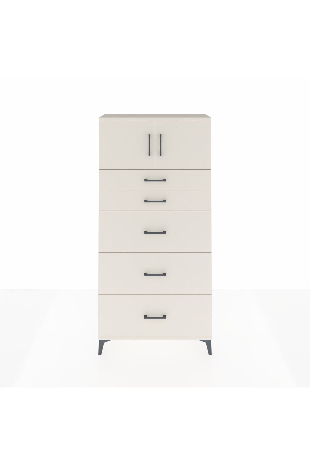 Arges Dolap Tek Raflı 5 Çekmeceli 2 Kapaklı 88x30x182 Aytaşı-Aytaşı