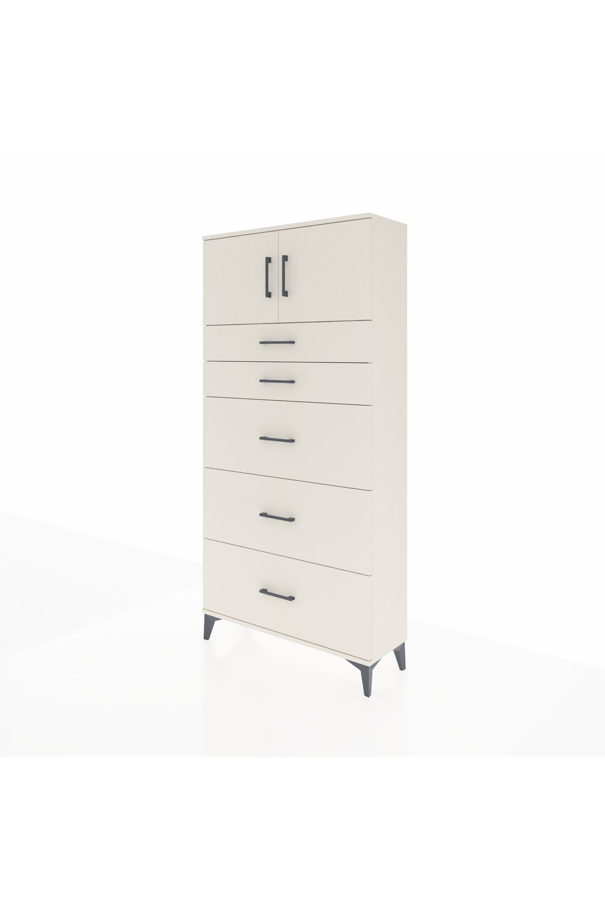 Arges Dolap Tek Raflı 5 Çekmeceli 2 Kapaklı 88x30x182 Aytaşı-Aytaşı