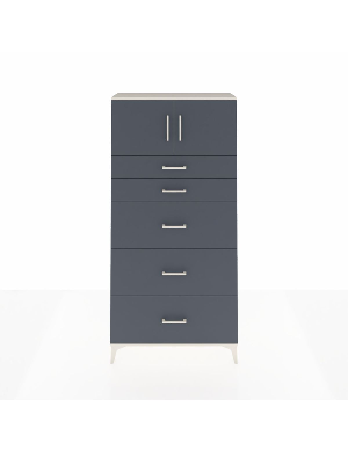 Arges Dolap Tek Raflı 5 Çekmeceli 2 Kapaklı 88x30x182 Aytaşı-Antrasit