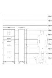 Arges Dolap Tek Raflı 5 Çekmeceli 2 Kapaklı 88x30x182 Antrasit-Aytaşı