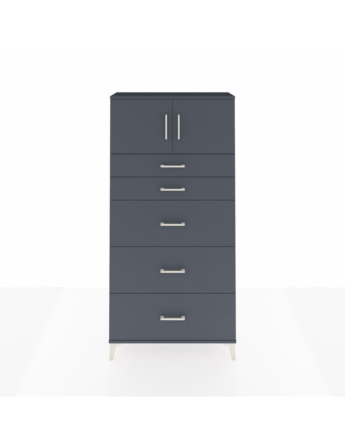 Arges Dolap Tek Raflı 5 Çekmeceli 2 Kapaklı 88x30x182 Antrasit-Antrasit