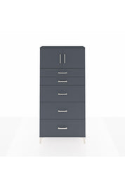 Arges Dolap Tek Raflı 5 Çekmeceli 2 Kapaklı 88x30x182 Antrasit-Antrasit