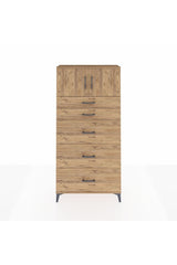 Arges Dolap Tek Raflı 5 Çekmeceli 2 Kapaklı 88x30x182