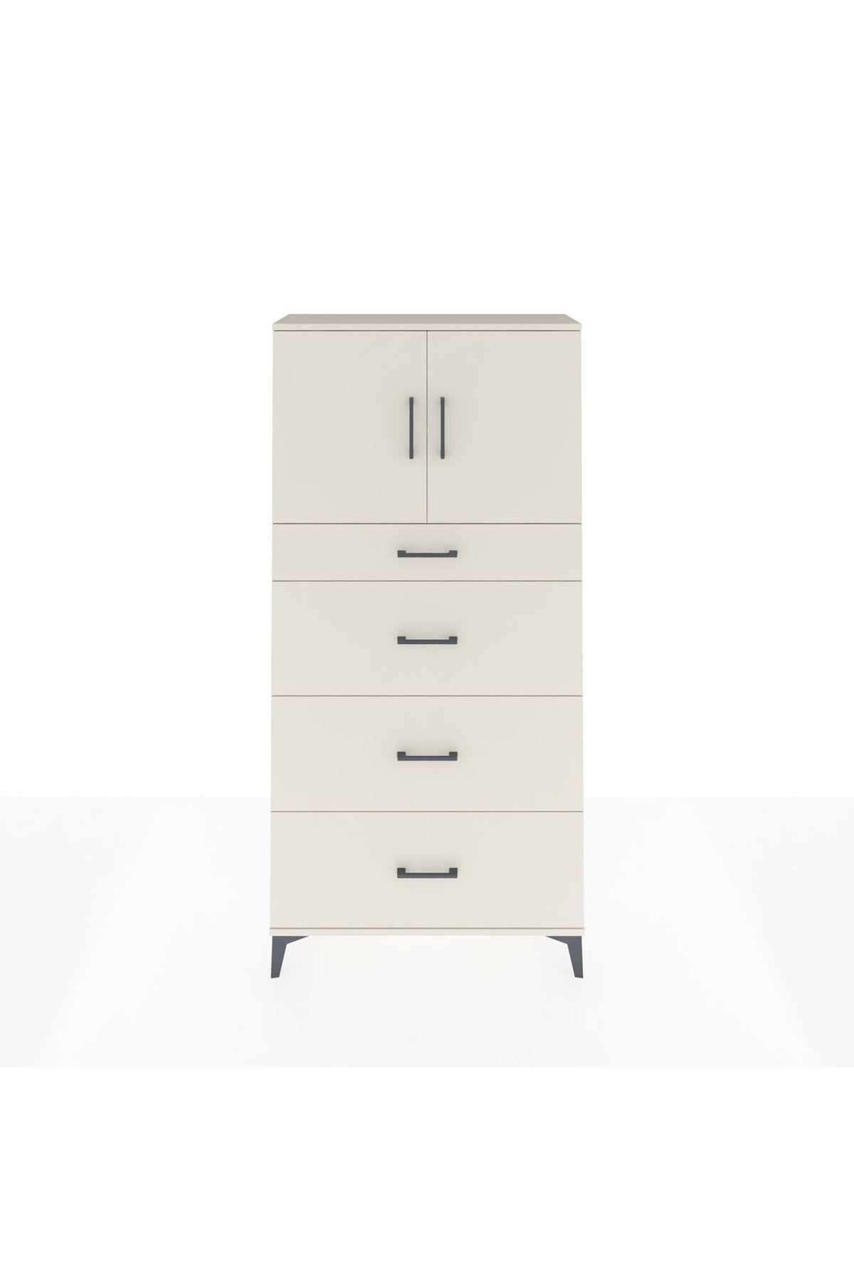 Arges Dolap 2 Raflı 4 Çekmeceli 2 Kapaklı 88x30x182 Aytaşı-Aytaşı