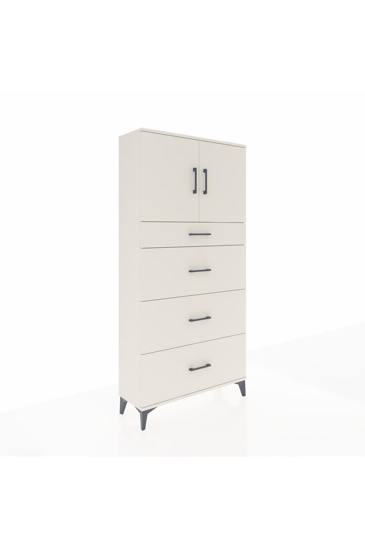 Arges Dolap 2 Raflı 4 Çekmeceli 2 Kapaklı 88x30x182 Aytaşı-Aytaşı