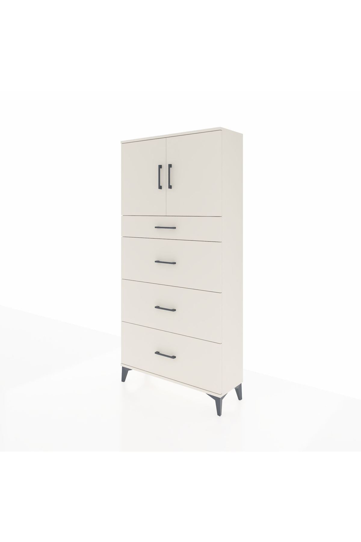 Arges Dolap 2 Raflı 4 Çekmeceli 2 Kapaklı 88x30x182 Aytaşı-Aytaşı