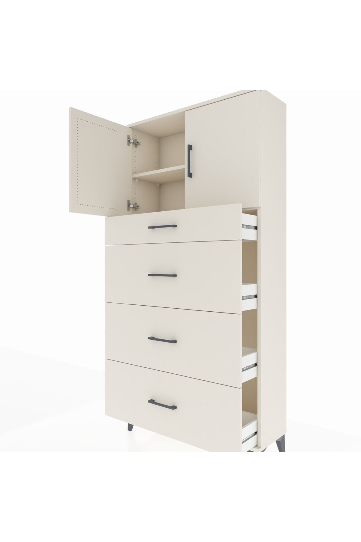 Arges Dolap 2 Raflı 4 Çekmeceli 2 Kapaklı 88x30x182 Aytaşı-Aytaşı