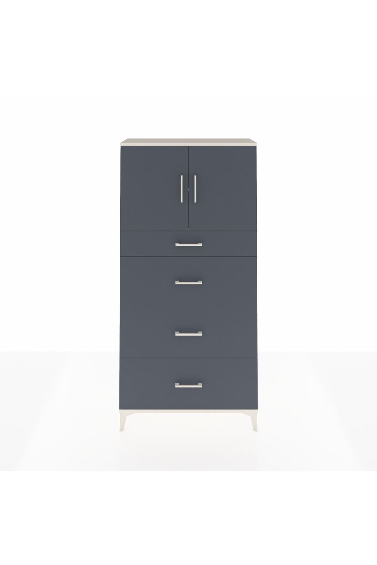 Arges Dolap 2 Raflı 4 Çekmeceli 2 Kapaklı 88x30x182 Aytaşı-Antrasit