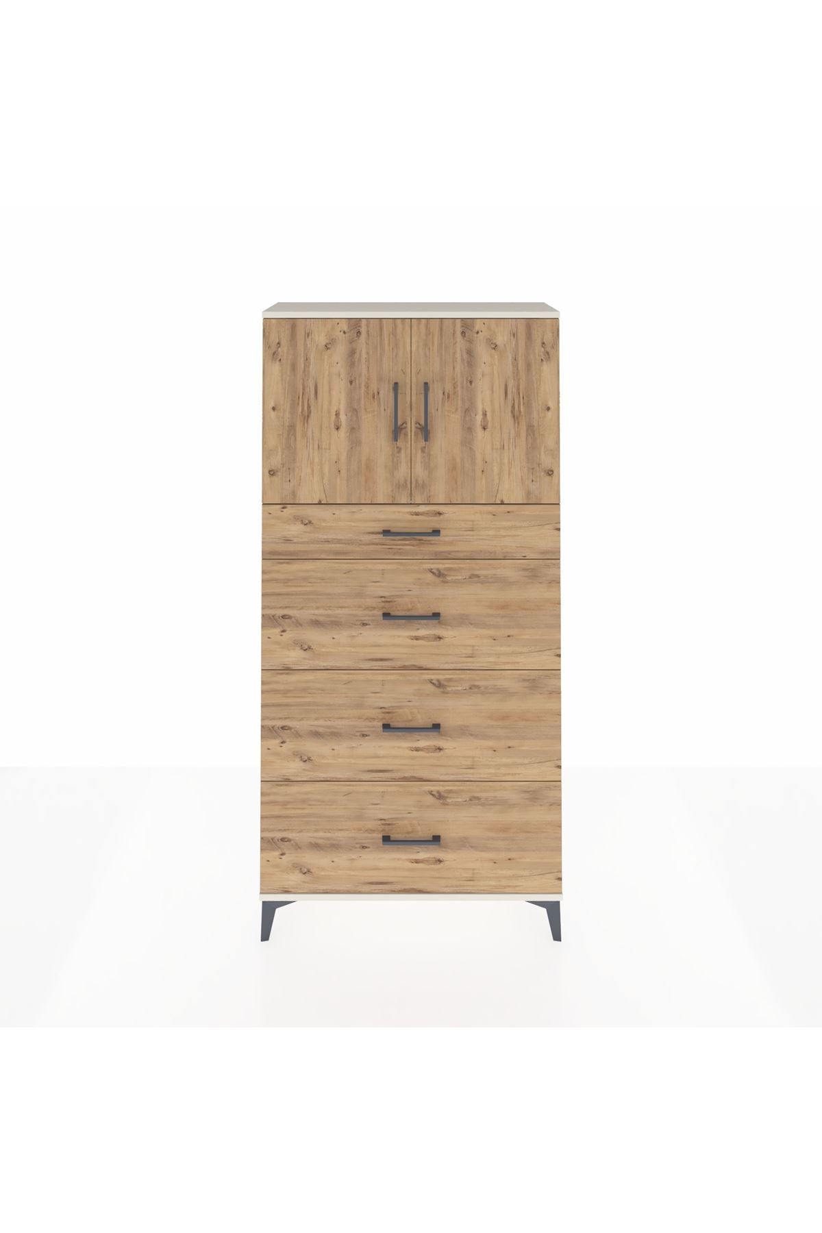 Arges Dolap 2 Raflı 4 Çekmeceli 2 Kapaklı 88x30x182 Aytaşı-Çam