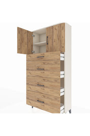 Arges Dolap 2 Raflı 4 Çekmeceli 2 Kapaklı 88x30x182 Aytaşı-Çam