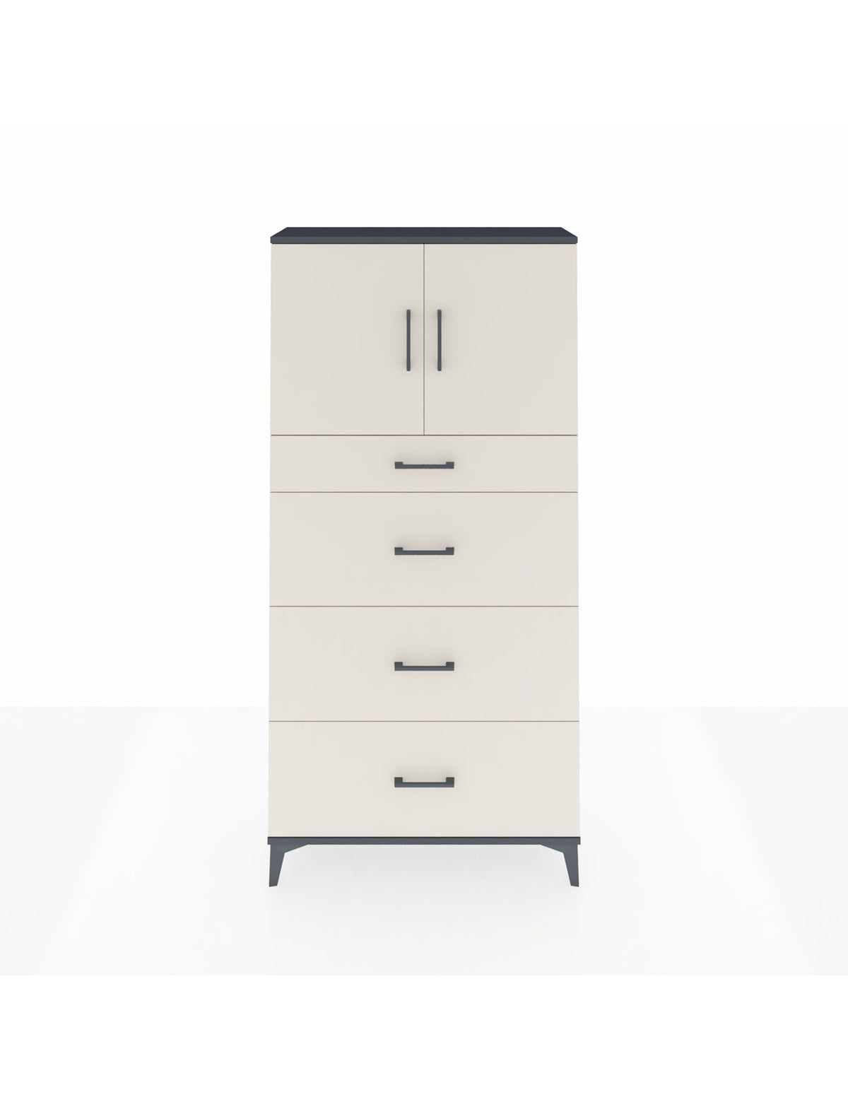 Arges Dolap 2 Raflı 4 Çekmeceli 2 Kapaklı 88x30x182 Antrasit-Aytaşı