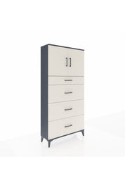 Arges Dolap 2 Raflı 4 Çekmeceli 2 Kapaklı 88x30x182 Antrasit-Aytaşı