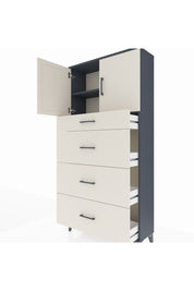 Arges Dolap 2 Raflı 4 Çekmeceli 2 Kapaklı 88x30x182 Antrasit-Aytaşı