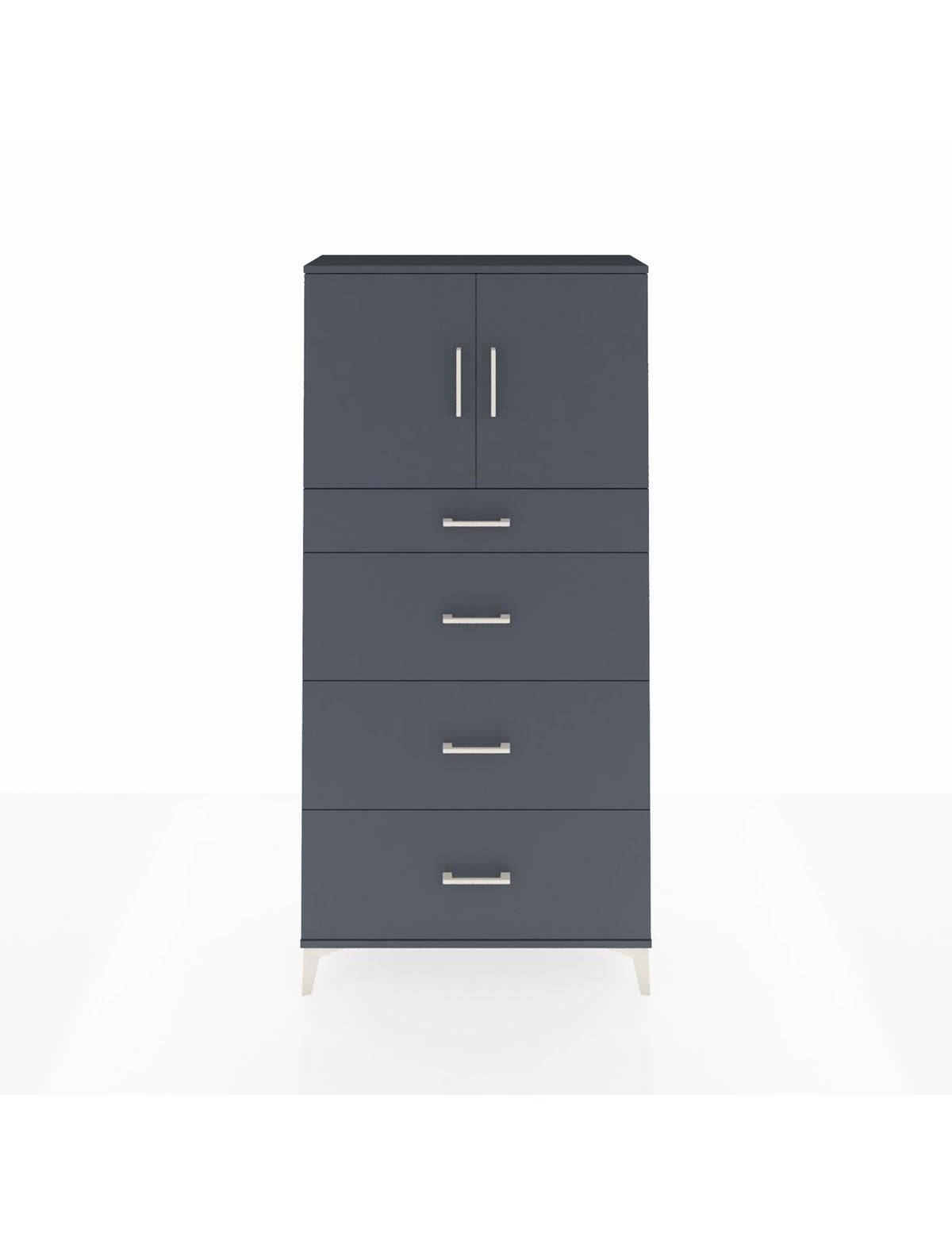 Arges Dolap 2 Raflı 4 Çekmeceli 2 Kapaklı 88x30x182 Antrasit-Antrasit