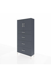 Arges Dolap 2 Raflı 4 Çekmeceli 2 Kapaklı 88x30x182 Antrasit-Antrasit