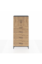 Arges Dolap 2 Raflı 4 Çekmeceli 2 Kapaklı 88x30x182 Antrasit-Çam