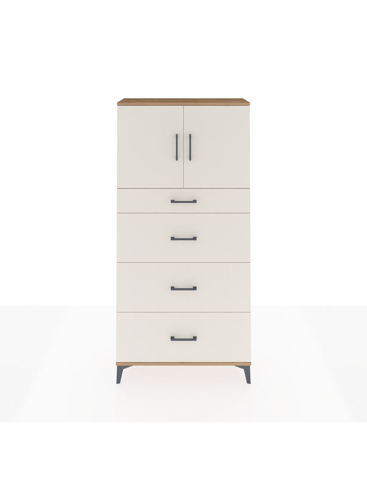 Arges Dolap 2 Raflı 4 Çekmeceli 2 Kapaklı 88x30x182 Çam-Aytaşı