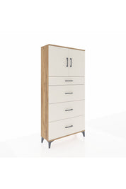Arges Dolap 2 Raflı 4 Çekmeceli 2 Kapaklı 88x30x182 Çam-Aytaşı