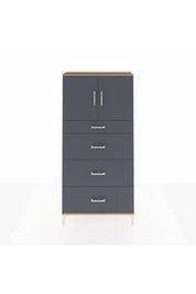 Arges Dolap 2 Raflı 4 Çekmeceli 2 Kapaklı 88x30x182 Çam-Antrasit