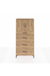 Arges Dolap 2 Raflı 4 Çekmeceli 2 Kapaklı 88x30x182 Çam-Çam