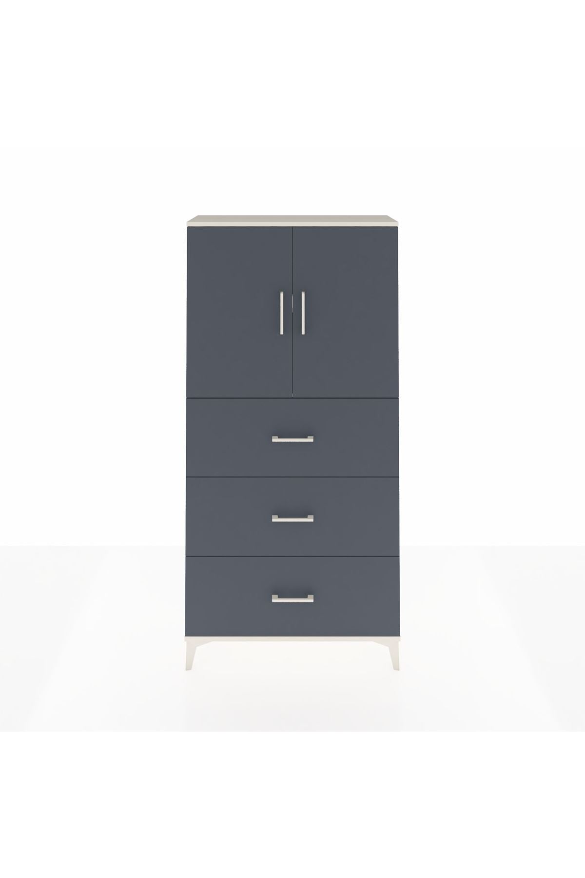 Arges Dolap 2 Raflı 3 Çekmeceli 2 Kapaklı 88x30x182 Aytaşı-Antrasit