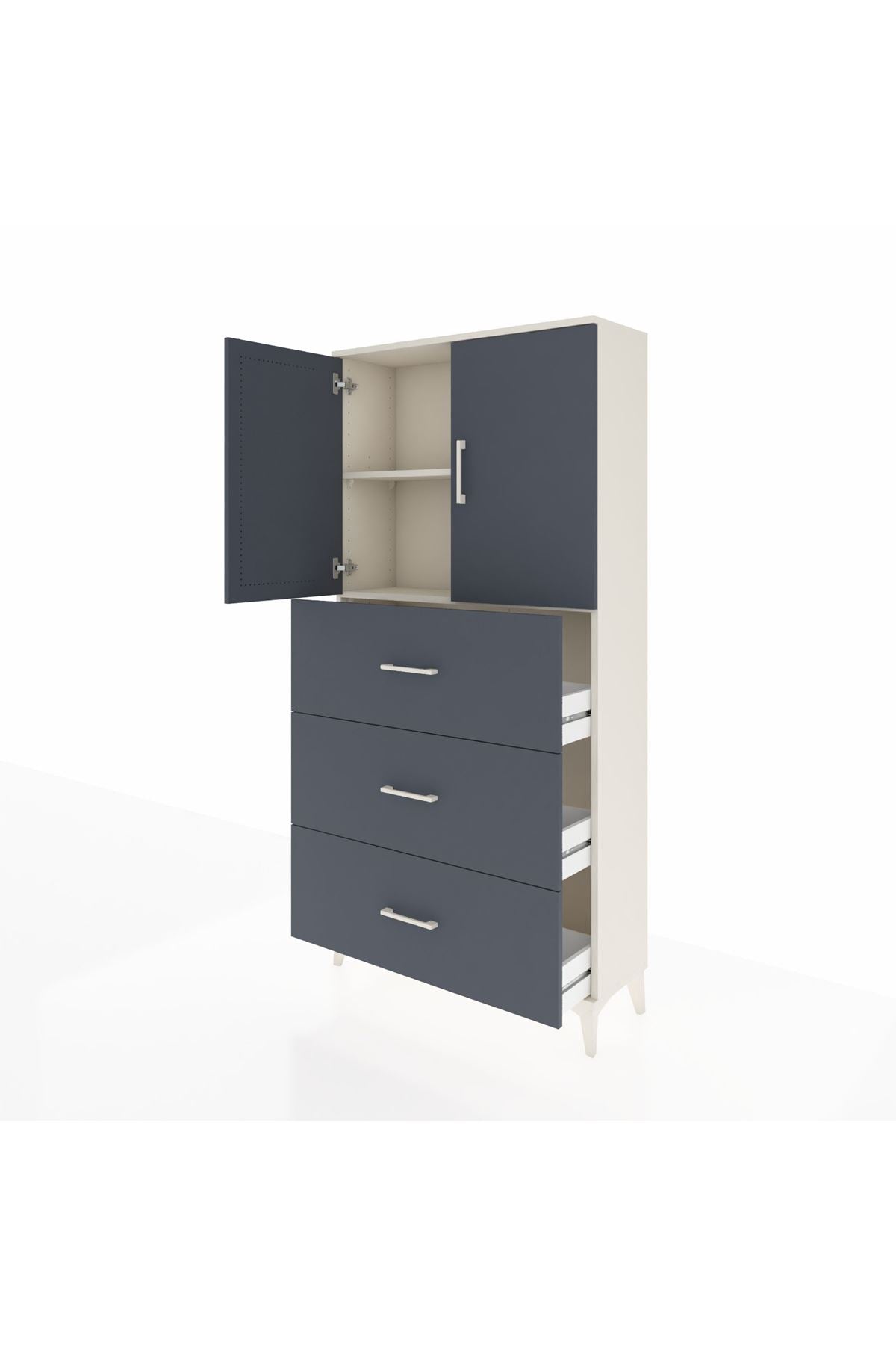 Arges Dolap 2 Raflı 3 Çekmeceli 2 Kapaklı 88x30x182 Aytaşı-Antrasit