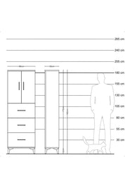 Arges Dolap 2 Raflı 3 Çekmeceli 2 Kapaklı 88x30x182 Aytaşı-Çam