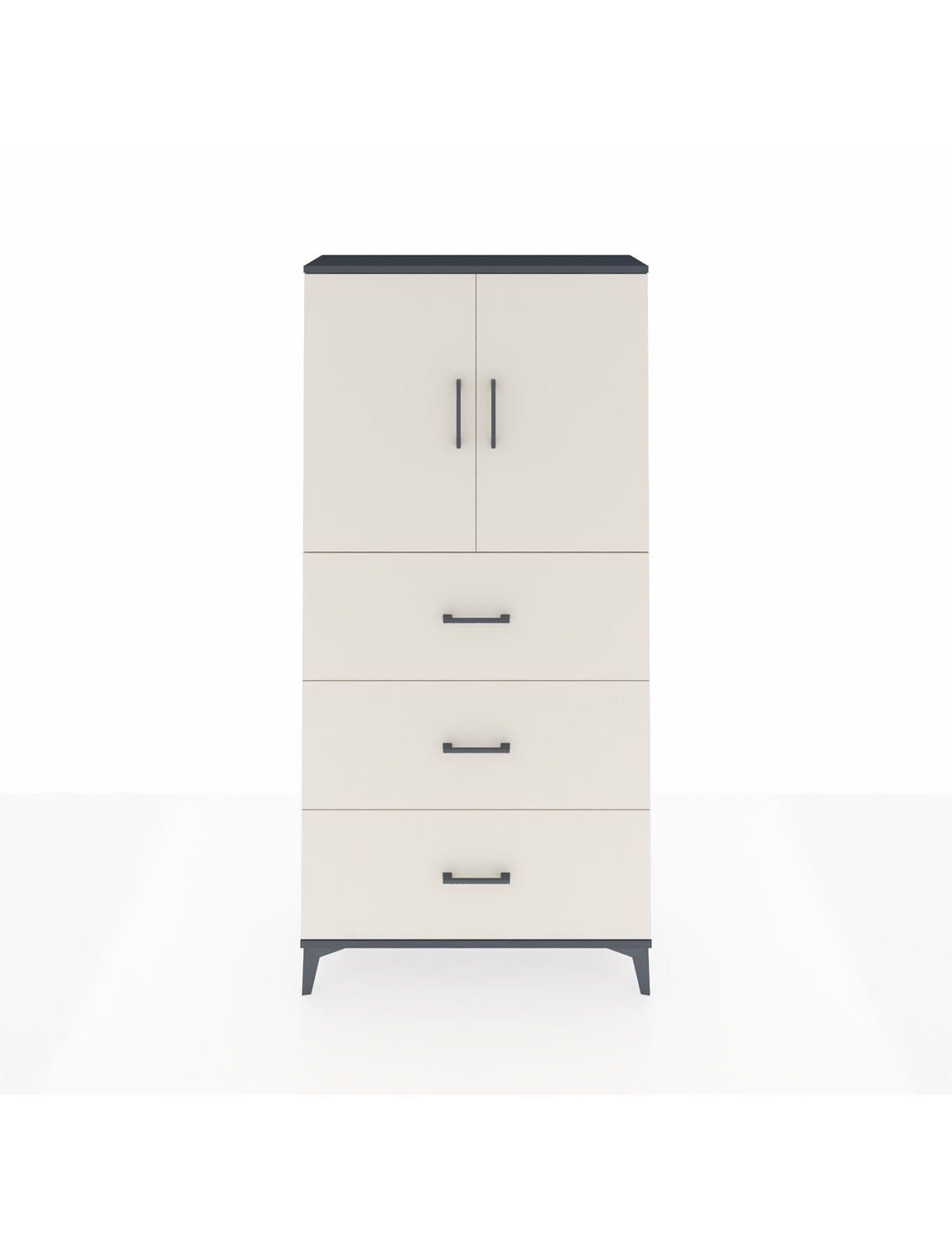 Arges Dolap 2 Raflı 3 Çekmeceli 2 Kapaklı 88x30x182 Antrasit-Aytaşı