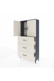 Arges Dolap 2 Raflı 3 Çekmeceli 2 Kapaklı 88x30x182 Antrasit-Aytaşı