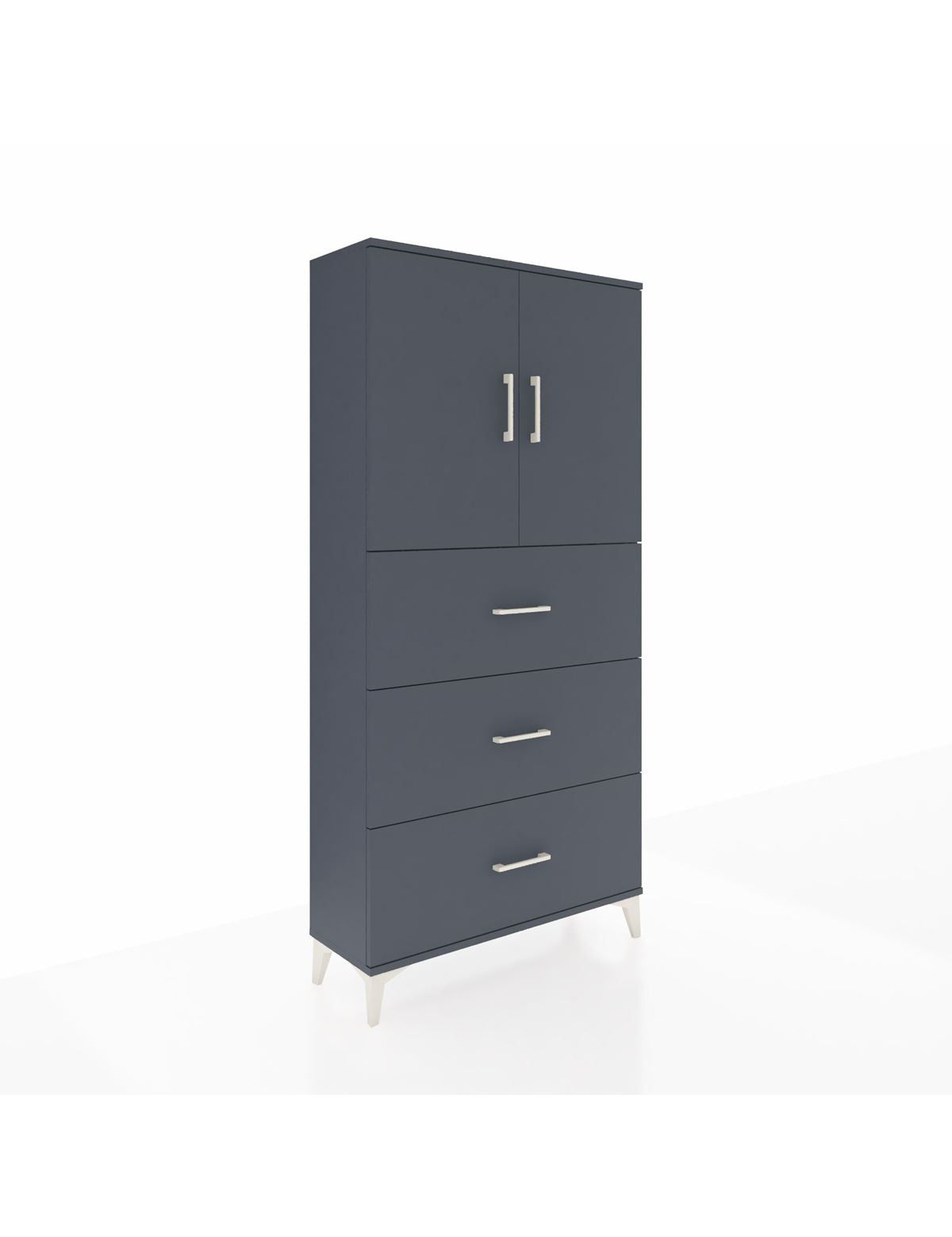 Arges Dolap 2 Raflı 3 Çekmeceli 2 Kapaklı 88x30x182 Antrasit-Antrasit