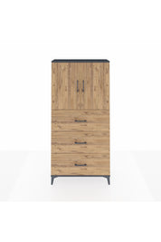 Arges Dolap 2 Raflı 3 Çekmeceli 2 Kapaklı 88x30x182 Antrasit-Çam