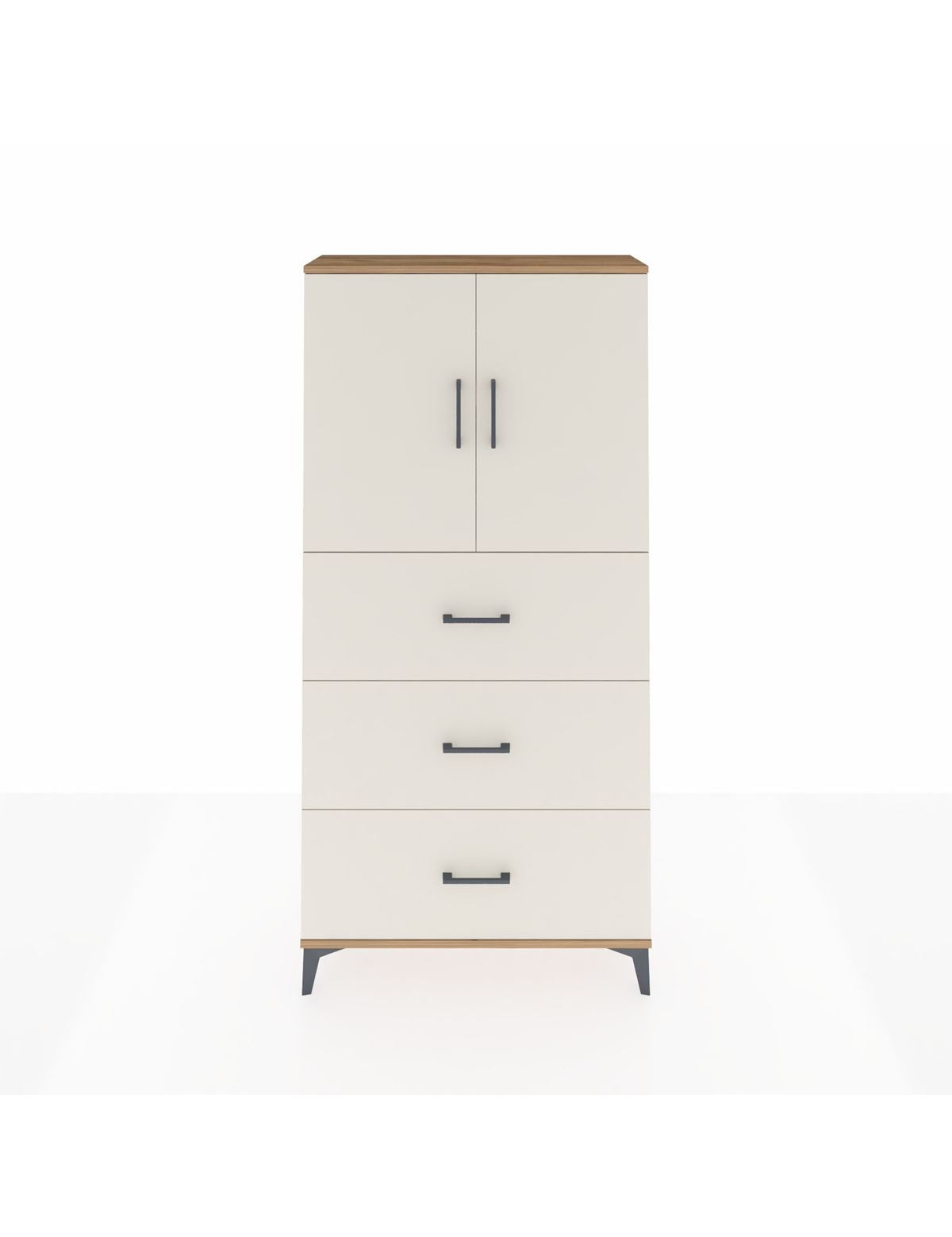 Arges Dolap 2 Raflı 3 Çekmeceli 2 Kapaklı 88x30x182 Çam-Aytaşı