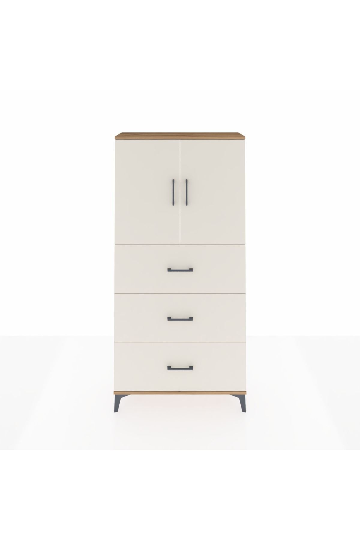 Arges Dolap 2 Raflı 3 Çekmeceli 2 Kapaklı 88x30x182 Çam-Aytaşı