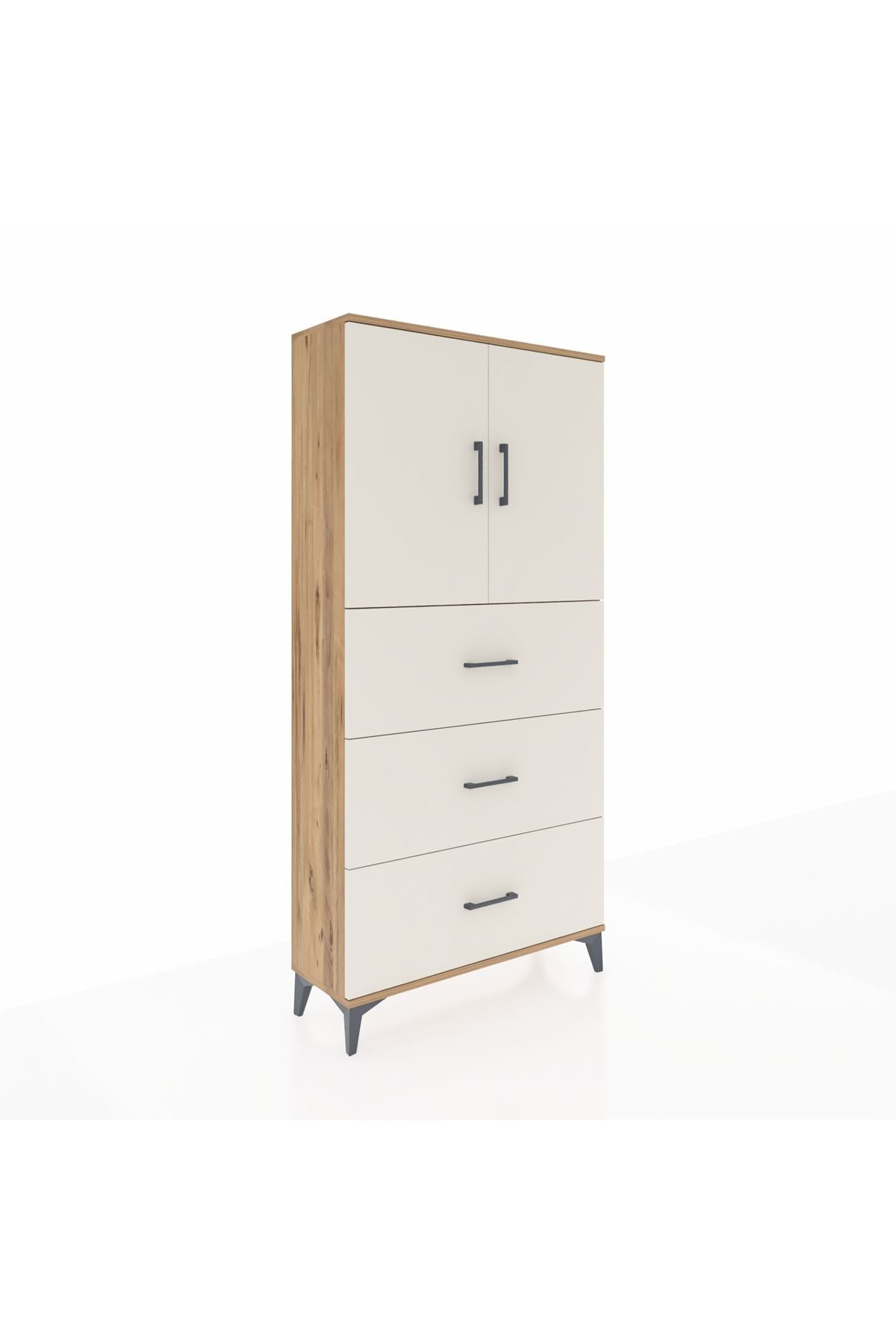 Arges Dolap 2 Raflı 3 Çekmeceli 2 Kapaklı 88x30x182 Çam-Aytaşı