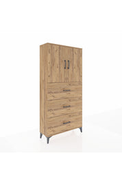 Arges Dolap 2 Raflı 3 Çekmeceli 2 Kapaklı 88x30x182 Çam-Çam