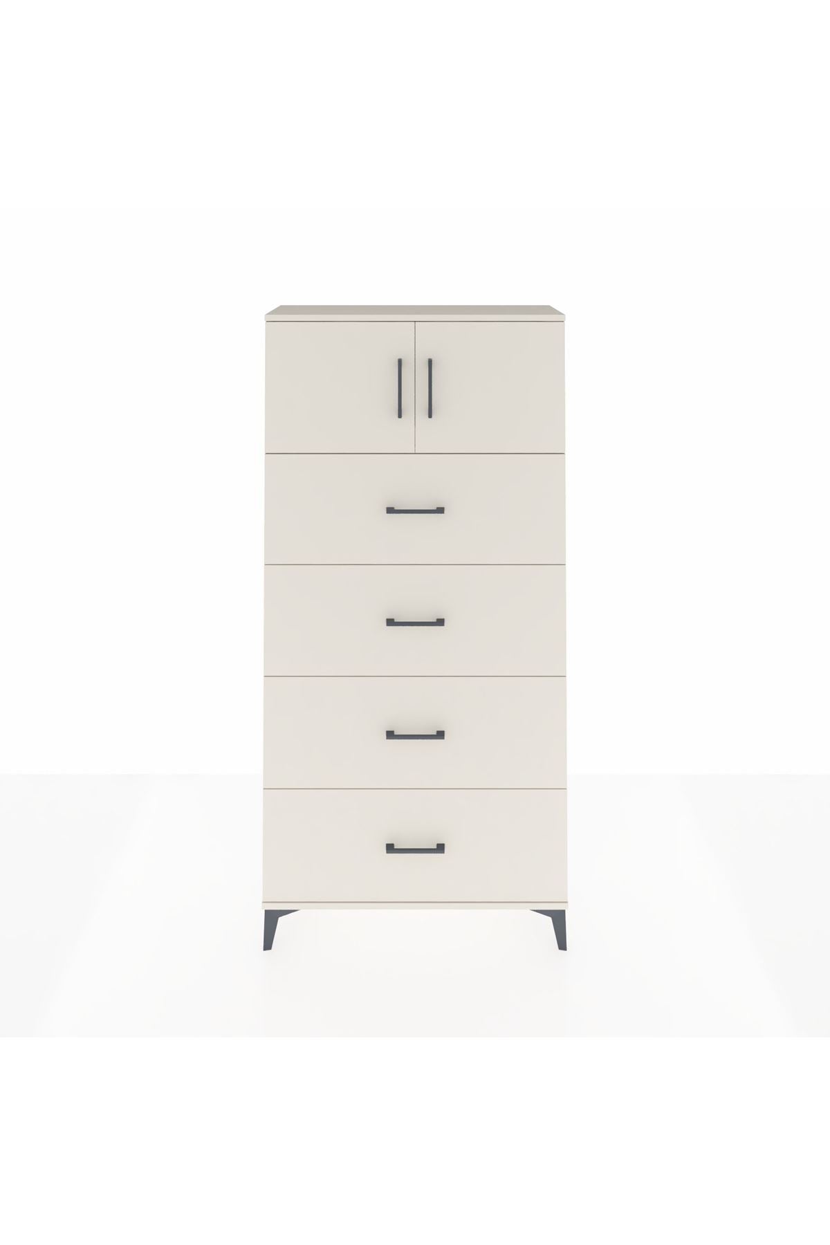 Arges Dolap Tek Raflı 4 Çekmeceli 2 Kapaklı 88x30x182 Aytaşı-Aytaşı