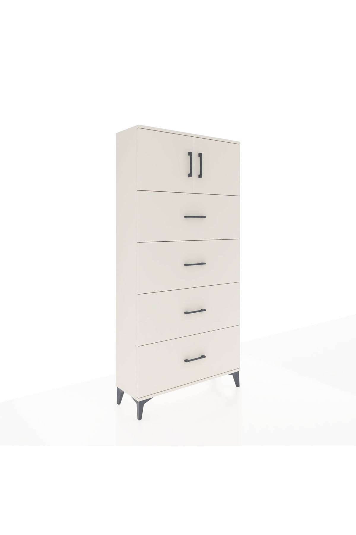 Arges Dolap Tek Raflı 4 Çekmeceli 2 Kapaklı 88x30x182 Aytaşı-Aytaşı