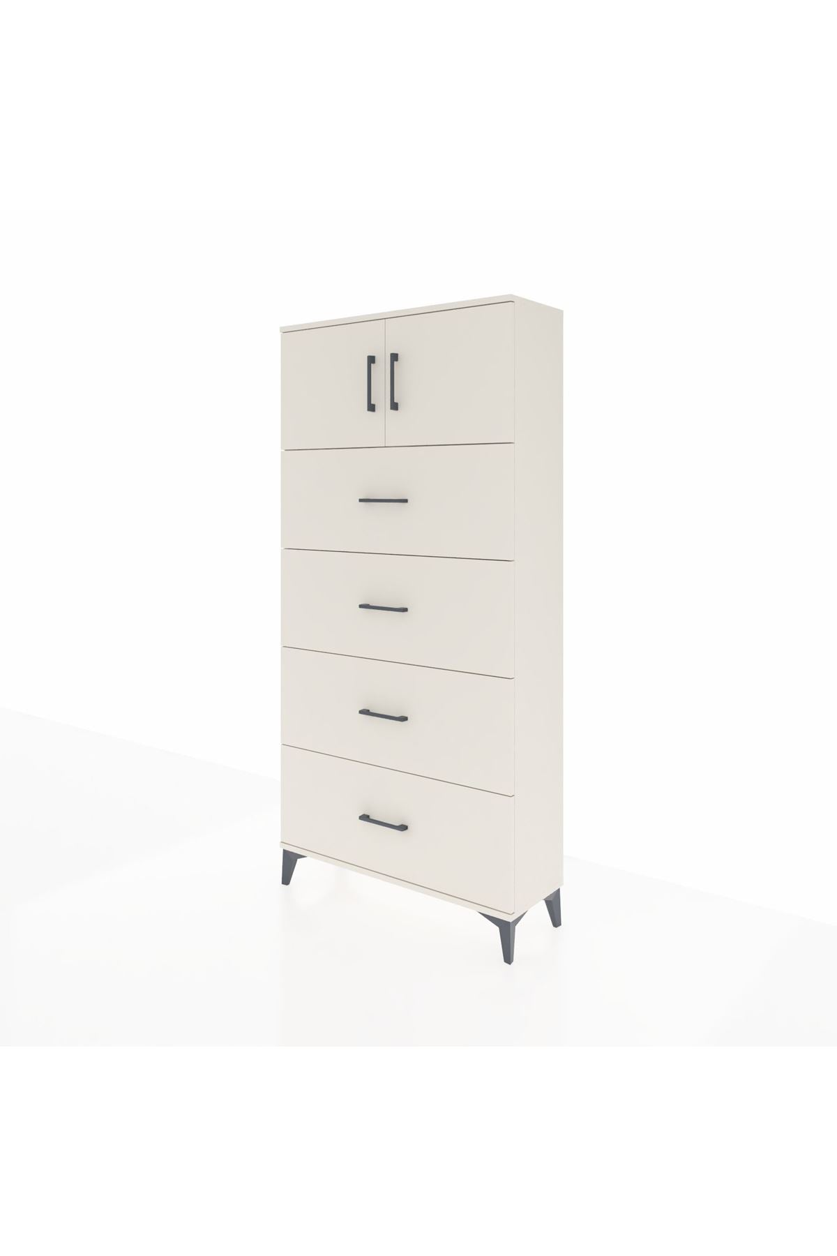 Arges Dolap Tek Raflı 4 Çekmeceli 2 Kapaklı 88x30x182 Aytaşı-Aytaşı