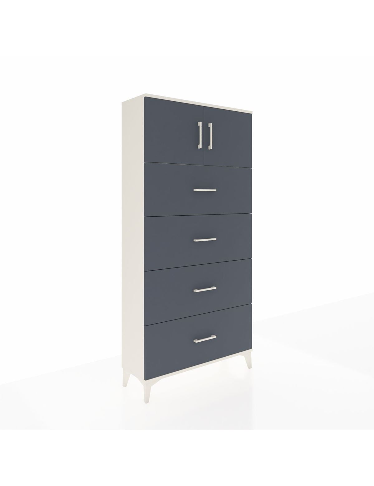 Arges Dolap Tek Raflı 4 Çekmeceli 2 Kapaklı 88x30x182 Aytaşı-Antrasit