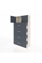 Arges Dolap Tek Raflı 4 Çekmeceli 2 Kapaklı 88x30x182 Aytaşı-Antrasit