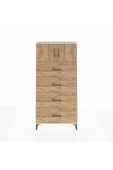Arges Dolap Tek Raflı 4 Çekmeceli 2 Kapaklı 88x30x182