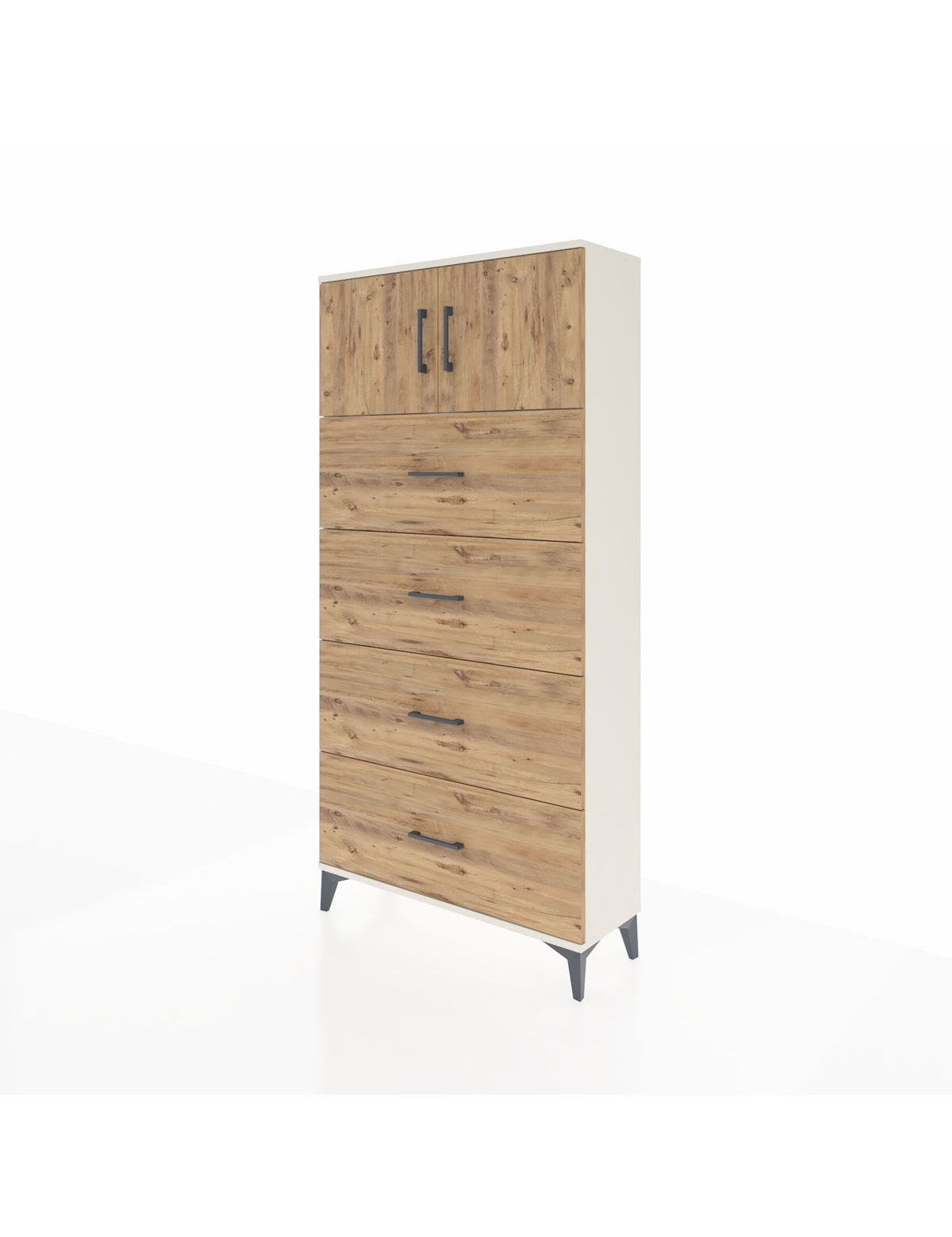 Arges Dolap Tek Raflı 4 Çekmeceli 2 Kapaklı 88x30x182 - S24M025V3A