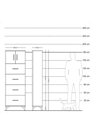 Arges Dolap Tek Raflı 4 Çekmeceli 2 Kapaklı 88x30x182 Aytaşı-Çam
