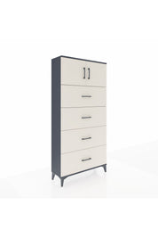 Arges Dolap Tek Raflı 4 Çekmeceli 2 Kapaklı 88x30x182 Antrasit-Aytaşı