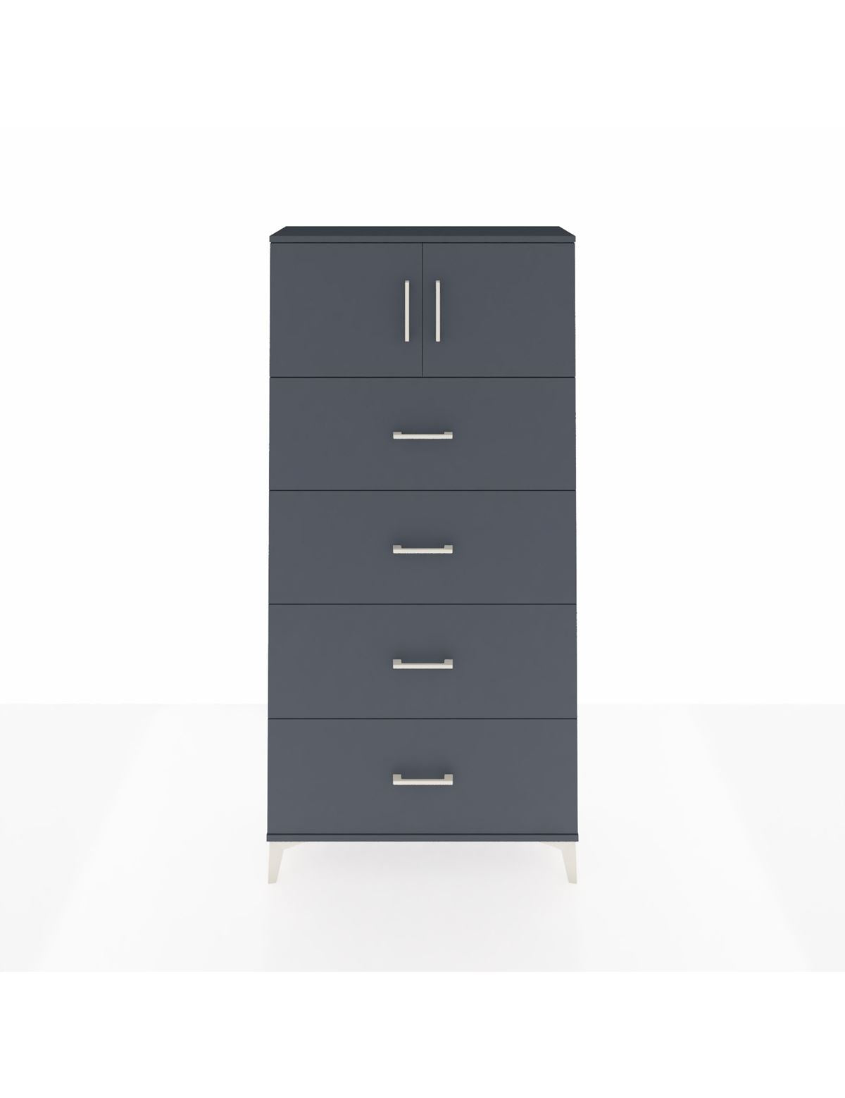 Arges Dolap Tek Raflı 4 Çekmeceli 2 Kapaklı 88x30x182 Antrasit-Antrasit