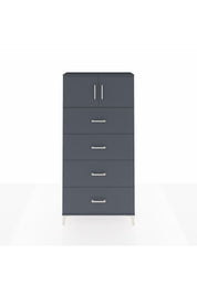 Arges Dolap Tek Raflı 4 Çekmeceli 2 Kapaklı 88x30x182 Antrasit-Antrasit